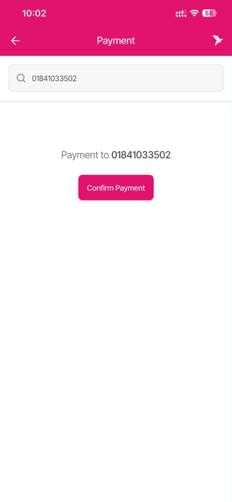 bKash screen for searching the Cue Club merchant number